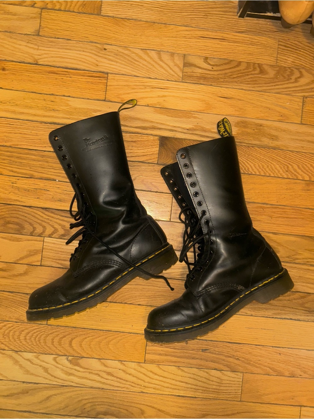 Dr. Martens 14 Eye Black Leather Combat Boots